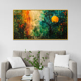 Panoramic Multicolor Nature Canvas Painting with Floating Frame