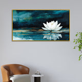 White Lotus Framed Vastu Positivity Abstract Aesthetic Wall Painting