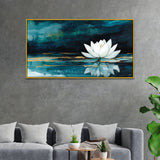 White Lotus Framed Vastu Positivity Abstract Aesthetic Wall Painting