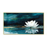 White Lotus Framed Vastu Positivity Abstract Aesthetic Wall Painting