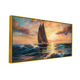 Beautiful Canvas Painting of A Sailboat in the Ocean with Sunset
