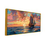 Coastal Décor Sailboat Sunset Digital Canvas Wall Painting