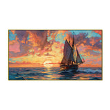 Coastal Décor Sailboat Sunset Digital Canvas Wall Painting