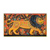 Vibrant Folk Art Style Traditional Lion Canvas Wall Painting