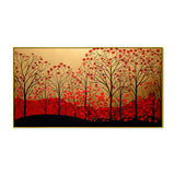 Gold and Red Tree Nature Canvas Wall Painting with Floating Frame