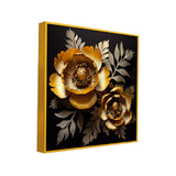 Luxury Golden 3D Metallic Flower Design Canvas Wall Painting