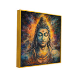 Divine Lord Shiva Cosmic Meditation in Vibrant Colors | Spiritual Canvas Wall Painting