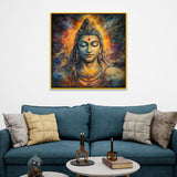 Divine Lord Shiva Cosmic Meditation in Vibrant Colors | Spiritual Canvas Wall Painting
