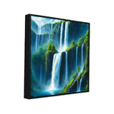 Tranquil Cascade – Layered Waterfall Square Canvas Wall Painting
