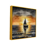 Sailboat Sunset Nautical Watercolor Canvas Wall Painting of Ocean Serenity