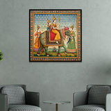 Traditional Indian Elephant Madhubani Canvas Wall Painting