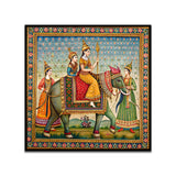 Traditional Indian Elephant Madhubani Canvas Wall Painting