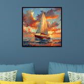 Sailing Into the Sunset Canvas Wall Painting for Home and Office Décor