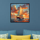 Sailing Into the Sunset Canvas Wall Painting for Home and Office Décor