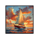 Sailing Into the Sunset Canvas Wall Painting for Home and Office Décor