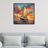 Sailing Into the Sunset Canvas Wall Painting for Home and Office Décor