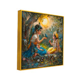 Radha Krishna Canvas Wall Painting with Floating Frame