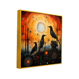 Abstract Crow Wall Decorative Art with Cosmic Sunset Background Canvas Painting