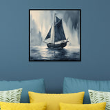 Black & White Sailboat Canvas Wall Painting