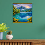 Serene Mountain Lake Canvas Wall Painting with Floating Frame