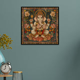 Lord Ganesha Traditional Indian Pattachitra Style Canvas Wall Painting