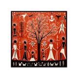 Digital Printed Warli Art Canvas Wall Painting for Home Décor
