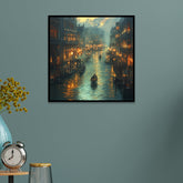 Venetian Night Canal Cityscape Canvas Wall Painting