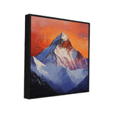 Bold Mountain Square Canvas Wall Painting with Fiery Sunset