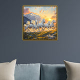 7 Running White Horses Vastu Inspired Canvas Wall Painting