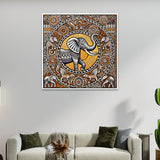 Traditional Elephant Madhubani-Inspired Ethnic Art Canvas Wall Painting