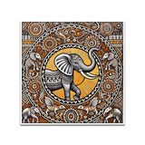 Traditional Elephant Madhubani-Inspired Ethnic Art Canvas Wall Painting
