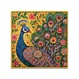 Vibrant Peacock Traditional Indian Folk Art Style Canvas Wall Painting