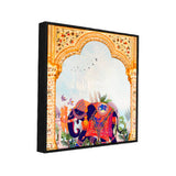 Royal Elephant Under Archway Traditional Indian Art Canvas Wall Painting