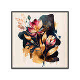 Modern Abstract Flower Canvas Wall Painting with Floating Frame