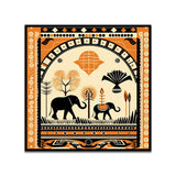 Tribal Elephant African-Inspired Folk Art Canvas Wall Painting