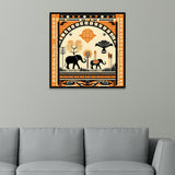 Tribal Elephant African-Inspired Folk Art Canvas Wall Painting
