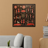 Traditional Warli Tribal Folk Art Canvas Wall Painting