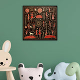 Traditional Warli Tribal Folk Art Canvas Wall Painting