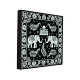 Mughal-Inspired Elephant & Paisley Art with Taj Mahal Motif Canvas Wall Painting
