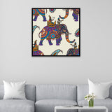 Traditional Indian Folk Art Royal Elephant Canvas Wall Painting