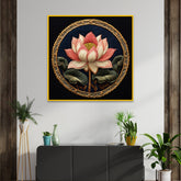 Pink Lotus Flower Canvas Painting Vastu Shastra With Frame