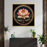 Pink Lotus Flower Canvas Painting Vastu Shastra With Frame