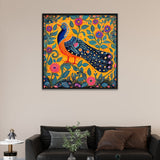 Colorful Traditional Motifs Madhubani Painting with Intricate Folk Designs