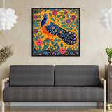 Colorful Traditional Motifs Madhubani Painting with Intricate Folk Designs