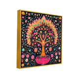 Authentic Madhubani Indian Colorful Wall Painting with Detailed Floral Patterns