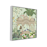 Traditional Mughal Garden Peacock Arch Temple Floating Framed Canvas Painting