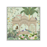 Traditional Mughal Garden Peacock Arch Temple Floating Framed Canvas Painting