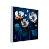 Colorful Surrealistic Flower Art On Blue Background Canvas Wall Painting