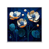 Colorful Surrealistic Flower Art On Blue Background Canvas Wall Painting