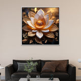 Gold Lotus 3d Vastu Canvas Painting for Home & Office Décor